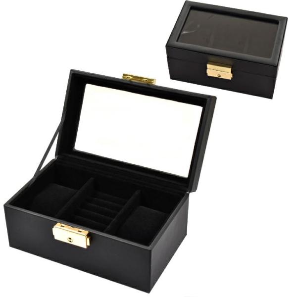 時計2本＆リング収納ケース ブラック W-6000 時計ケース 腕時計ケース ジュエリーケース アク...