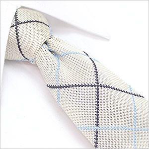 ニットタイ ネクタイ ナロータイ メンズ 紳士用 チェック アイボリー ブルー [M便 1/5]