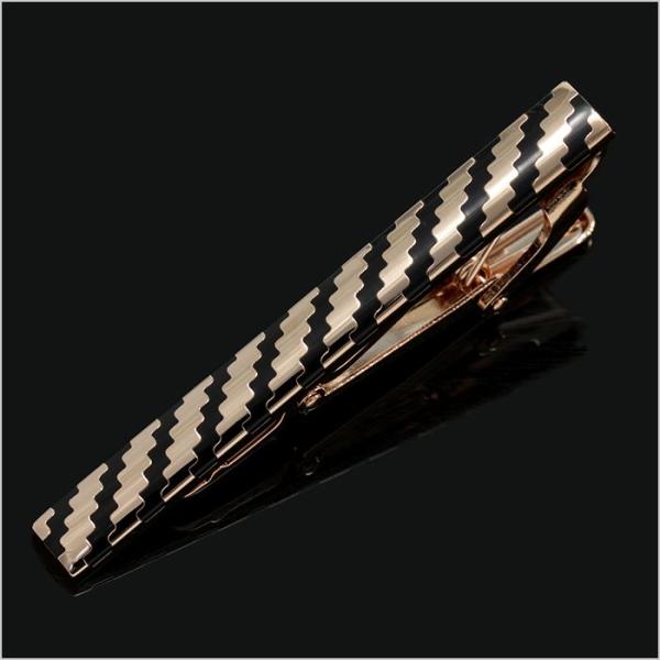 タイピン ネクタイピン メンズ アクセサリー 紳士用 ピンクゴールド ストライプ タイバー [M便 ...