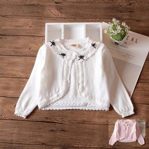 カーディガン 子供 子供服 ニット刺繍 ボレロ ピンク　白　キッズボレロ・子供ボレロ・子ども・ 結婚...
