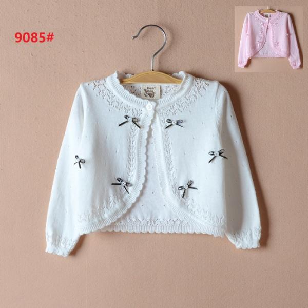 カーディガン 子供 子供服 送料無料 ニット刺繍 ボレロ ピンク　白　キッズボレロ・子供ボレロ・子ど...