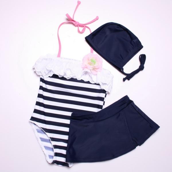 訳あり 子供 水着　送料無料 ベビー　キッズ ジュニア　女の子 ガールズ キャップ付き 海水浴 プー...