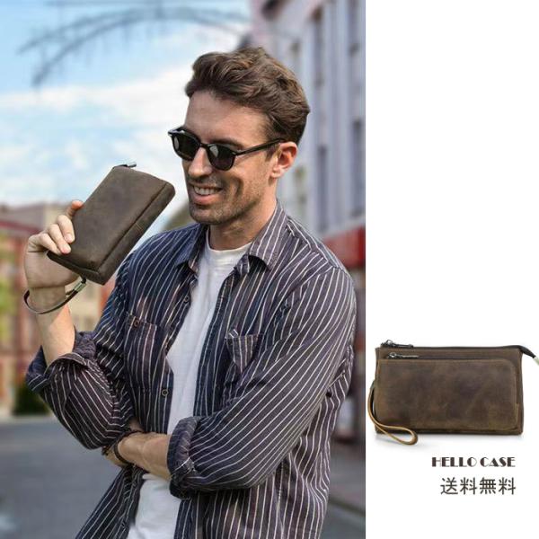 メンズバッグ 本革 ハンドバッグ 手持ちバッグ カジュアル 通勤 通学 出張 ハンドストラップ付バッ...