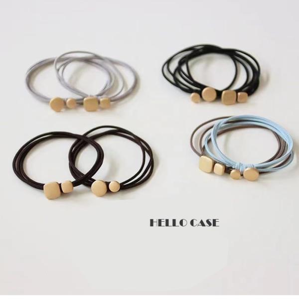 ヘアゴム おしゃれ ヘアバンド  輪ゴム 四角い 丸い シンプル ゴム 3層 ヘアアクセサリー アク...