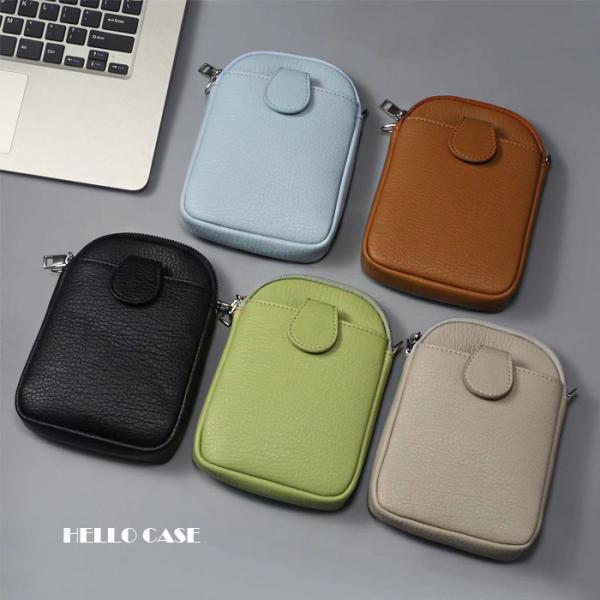 斜めかけお洒落なスマホポーチ マルチポーチ 多機種対応 セカンドバッグ ショルダーバッグ PUレザー...