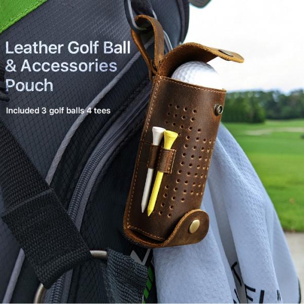 ゴルフボールケース ボールケース ゴルフボールポーチ ゴルフ レザー ティー4本 本革  軽量 頑丈...