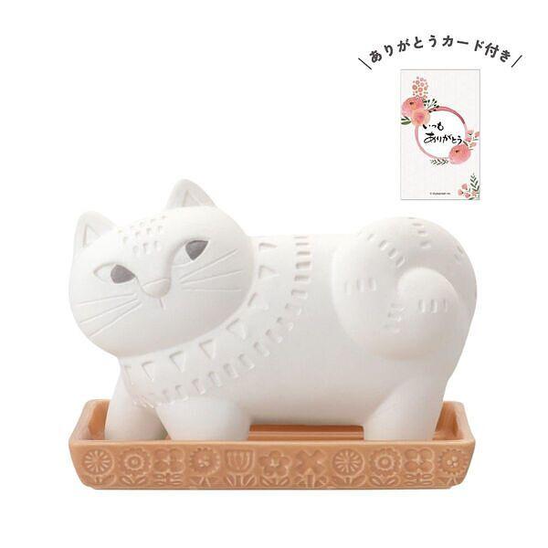 潤いマスコット FIKA sanpo ネコ ありがとうカード付 電気不要の自然気化式加湿器