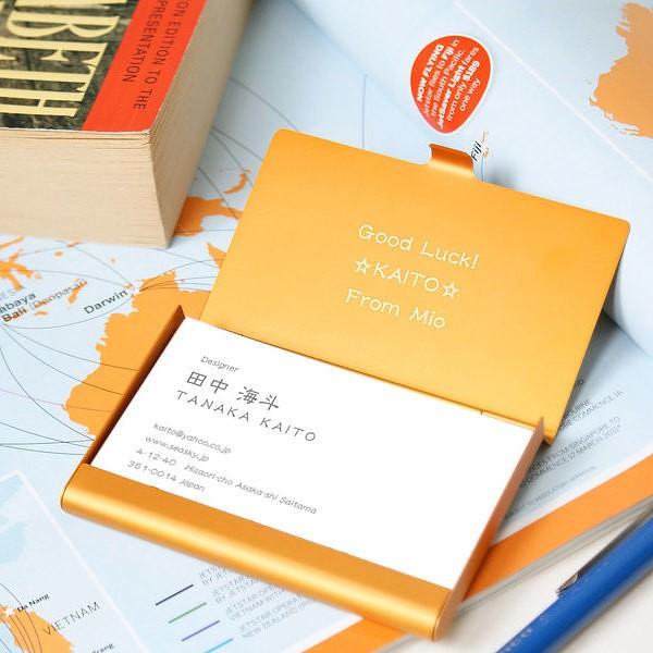カードケース アルミニウム オレンジゴールド 名入れ誕生日 結婚祝い 記念日 ギフト プレゼント 女...