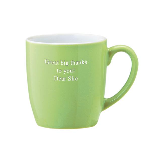 名前入り 黄緑色のマグカップ セラミックマグ グリーン 母の日のプレゼントに 父の日の贈り物に