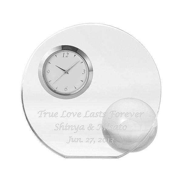 名入れクリスタル置き時計 ラウンド＆ボールクロック クリアー誕生日 結婚祝い 記念日 ギフト プレゼ...