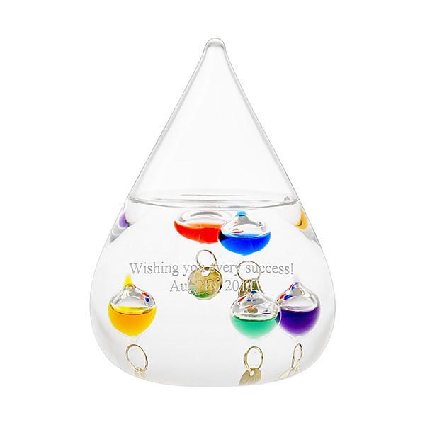 おしゃれな温度計 ガリレオ温度計 ドロップ S 名入れができる、まるで水のしずくのような可愛らしいデ...