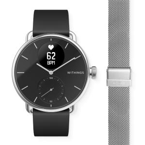 Withings ScanWatch 38mmモデル ブラック&専用バンド（18mm）シルバー セット 最大30日間充電持続 血中酸素【日本正規代理店品】HWA09-MODEL 2-ALL-RO｜smartitemshop