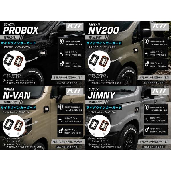 KII　サイドウインカーガード　ジムニー/プロボックス/NVAN/NV200に適合