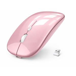 ワイヤレスマウス ローズゴールド 無線 静音 超スリム超薄型デザイン＆軽量コンパクト設計 2.4GHz安定接続 USB充電式 3段階DPI調整(800/1200/1600)