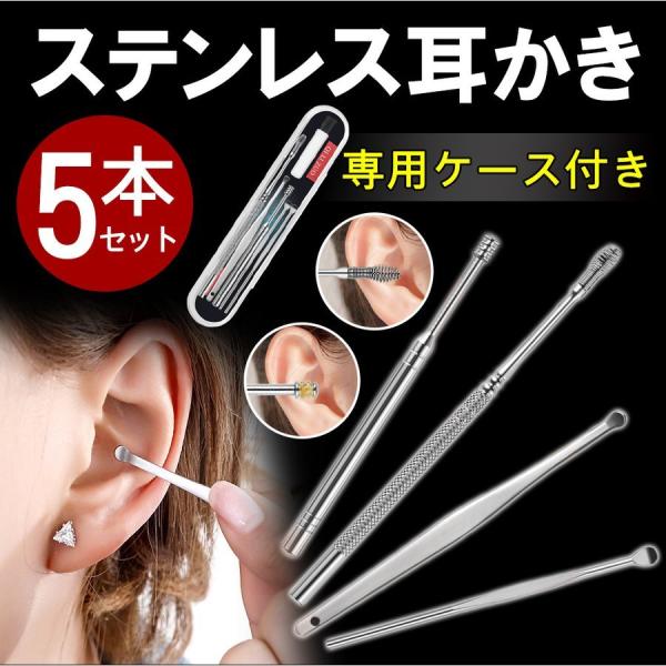 耳かき 耳掃除 ピンセット精密 耳垢 耳かき 6点セット ステンレス製 耳かき (専用ケース付き)