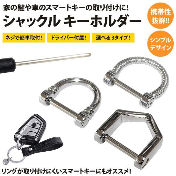 ネジ式 シャックル キーホルダー キーリング Dリング 鍵 スマートキー メンズ 金属製 おしゃれ ...