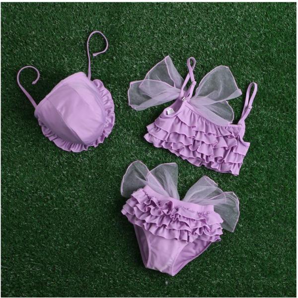 子供 水着　送料無料  ベビー　キッズ  ジュニア　女の子  ガールズ  キャップ付き 3点セット ...