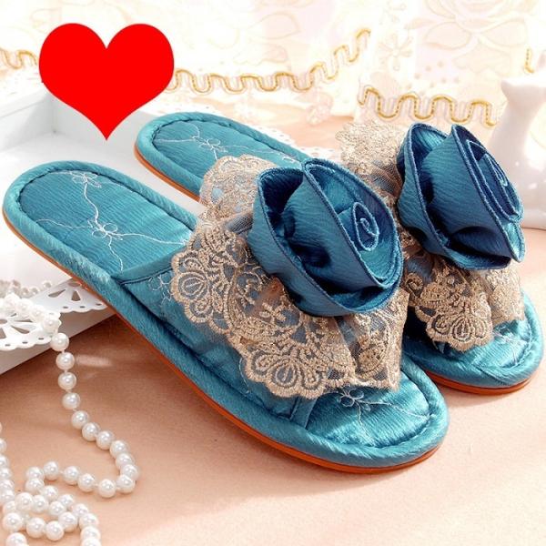 ルームシューズ  スリッパ スリッパ  レディース 室内履き 上履き 婦人 四季  刺繍 レース リ...