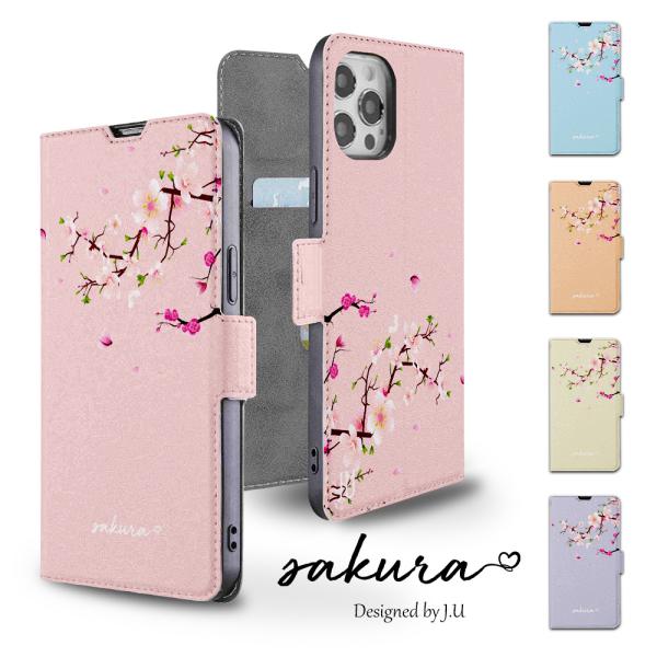 iPhone XS ケース 手帳型 カバー ガラスフィルム iPhonexs 手帳 花柄 桜 手帳型...