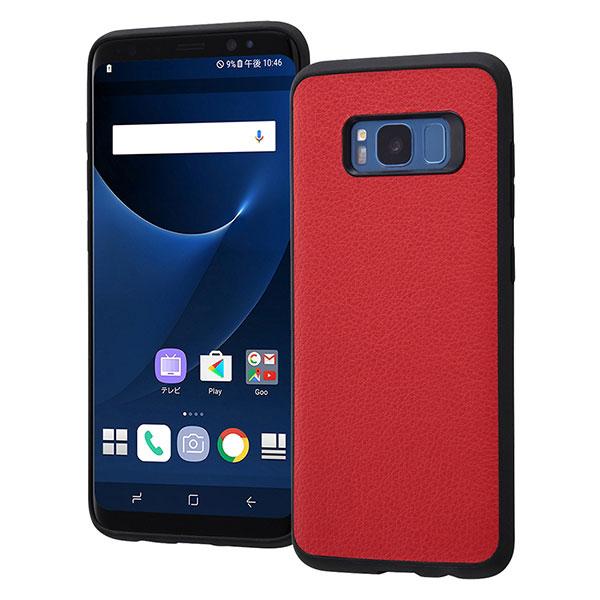 Galaxy S8 SC-02J SCV36 ケース ハイブリッド オープンレザー スマート レッド...