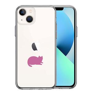 iPhone 13 13Pro 13mini 13ProMax ケース ハードケース ハイブリッド クリア にゃんこ 伏せ ピンク カバー アイフォン スマホケース｜smartphone-goods