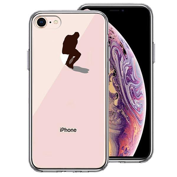 iPhone8 ケース ハードケース ハイブリッド クリア りんご で 考える人