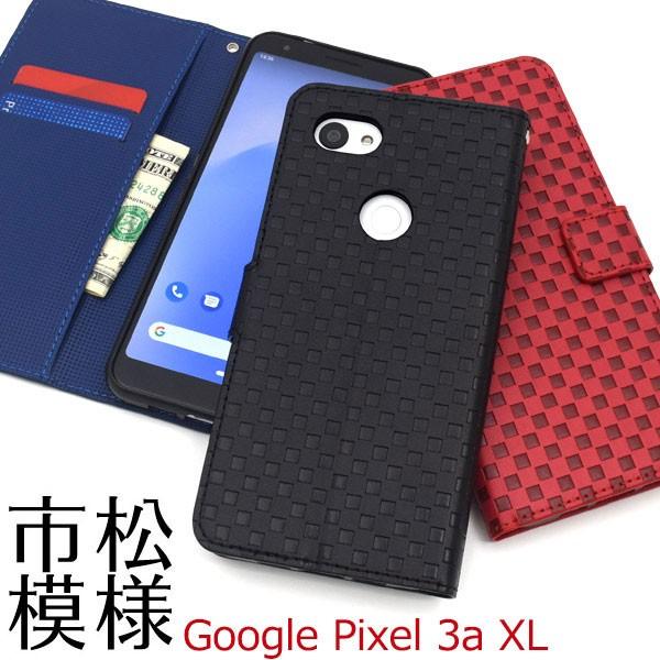 Pixel3a XL ケース 手帳型 市松模様 カバー ピクセル スリーエーエックスエル スマホケー...