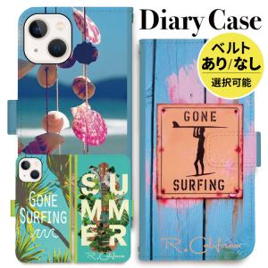 iphoneケース 手帳型 iPhone15 iphone13 ケース iphone14 se スマホショルダー ビーチ サーフ ハワイサマー｜smartphonecase-y