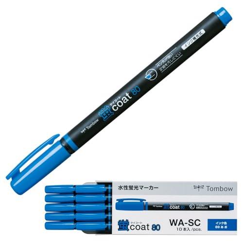 トンボ鉛筆 蛍光ペン 蛍コート80 青 (強いペン先! ポリマーコート芯) シングルタイプ 10本 ...