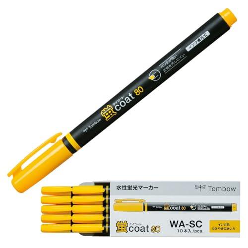 トンボ鉛筆 蛍光ペン 蛍コート80 山吹色 (強いペン先! ポリマーコート芯) シングルタイプ 10...