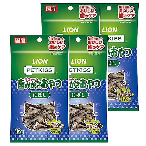 ライオン ペットキッス PETKISS ネコちゃんの歯みがきおやつ にぼし フィッシュ 12g×4個...