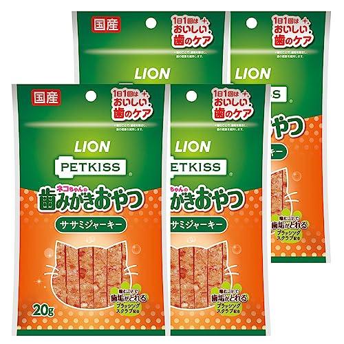 ライオン ペットキッス PETKISS ネコちゃんの歯みがきおやつ ササミジャーキー 20g×4個ま...