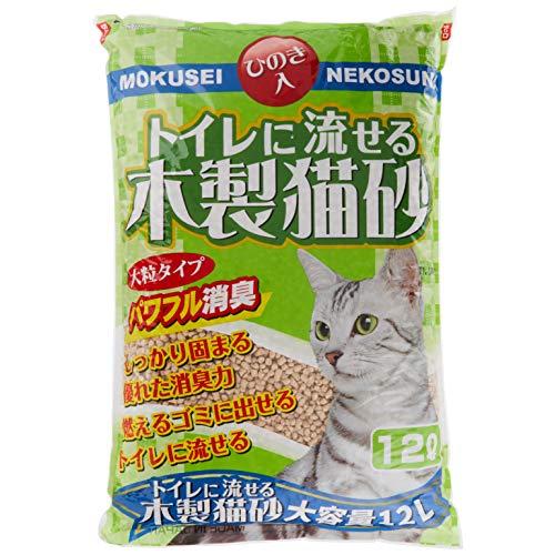 常陸化工 FineCat トイレに流せる木製猫砂 大粒 パワフル消臭 12L 単品