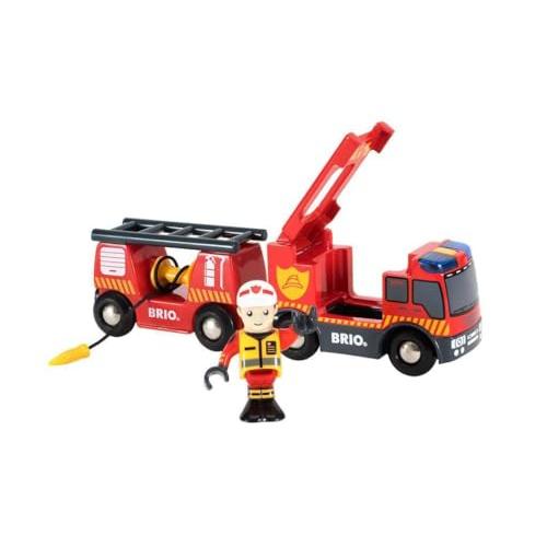 BRIO 木製レール 知育玩具 ライト&amp;サウンド付ファイヤートラック 対象年齢 3歳~ 33811 ...