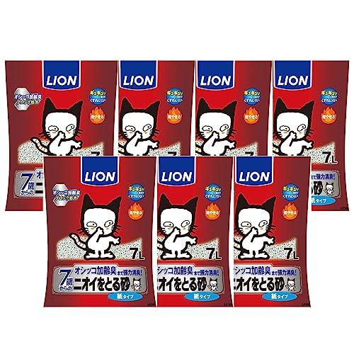 ライオン ニオイをとる砂 猫砂 紙タイプ 7歳以上猫用 7L×7袋 ケース販売 LIONPET