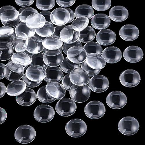 PandaHall クリア ガラス カボション 16mm 半円ドーム 70個セット ラウンドビーズ ...