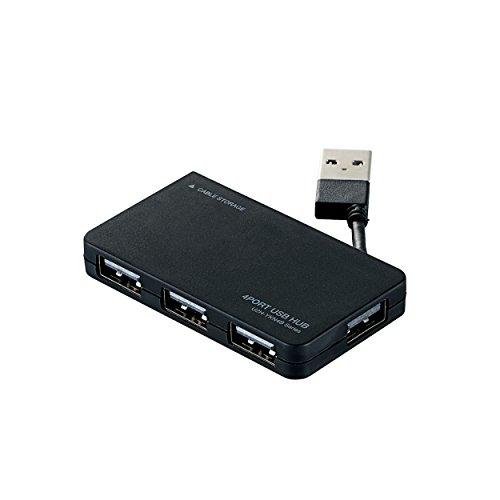 エレコム USB2.0 ハブ 4ポート バスパワー コンパクト ケーブル収納 ブラック U2H-YK...