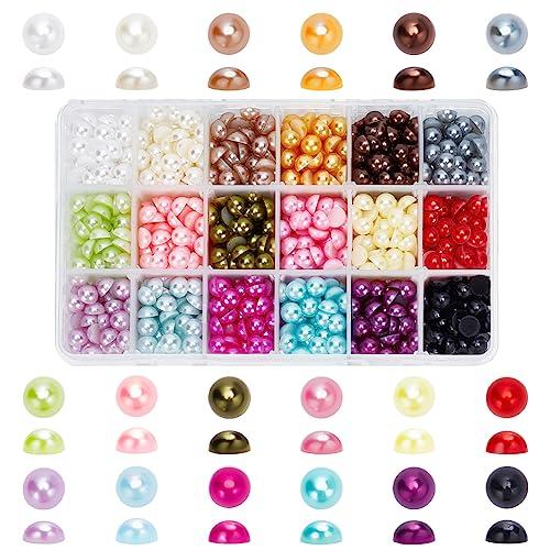 PandaHall Elite 約1400個/箱 ABSアクリル製 人工 真珠 8mm 半円ハーフ ...