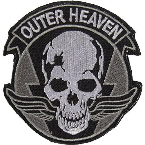 ベルクロワッペン メタルギア OUTER HEAVEN ガイコツ ドクロ スカル (白灰)
