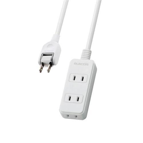 エレコム 電源タップ 3個口 スイングプラグ 2m ホワイト T-TS02-2320WH