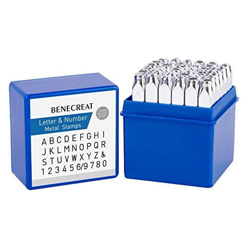 BENECREAT 36本アルファベットとアラビア数字刻印セット 図案打刻印 ポンチ 5mm刻印 名...