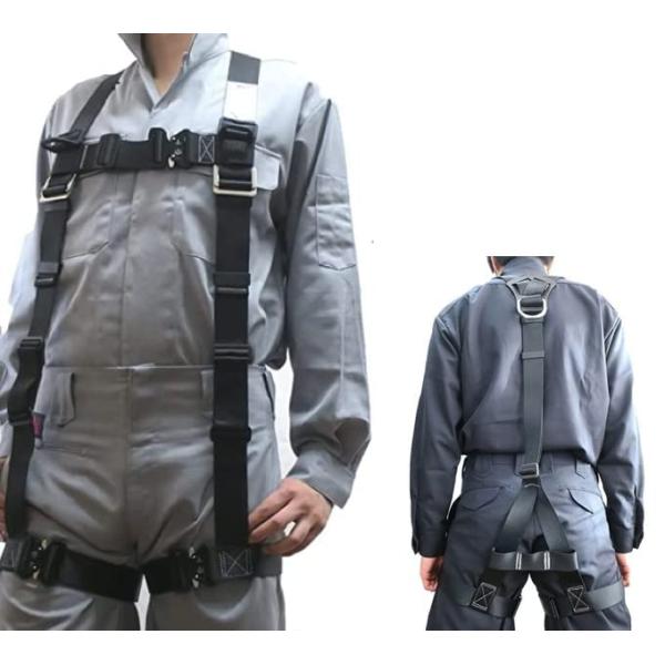 [椿モデル] フルハーネスY型 Mサイズ(160-180cm) 墜落制止用器具の規格適合品 黒 フル...