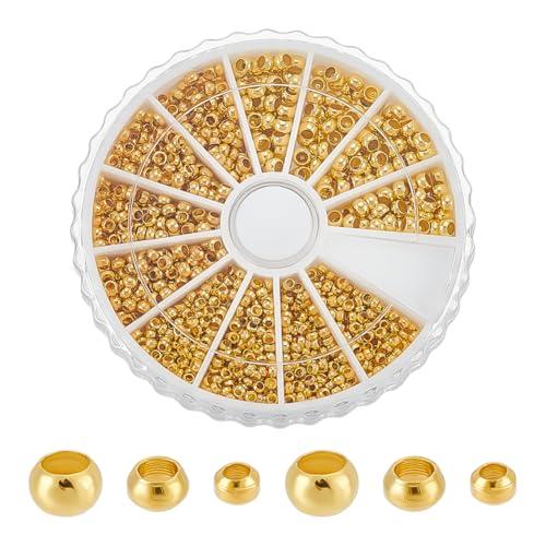 PH PandaHall メタルビーズ 約1800個/箱 2/2.5/3mm 真鍮ビーズ アンティー...