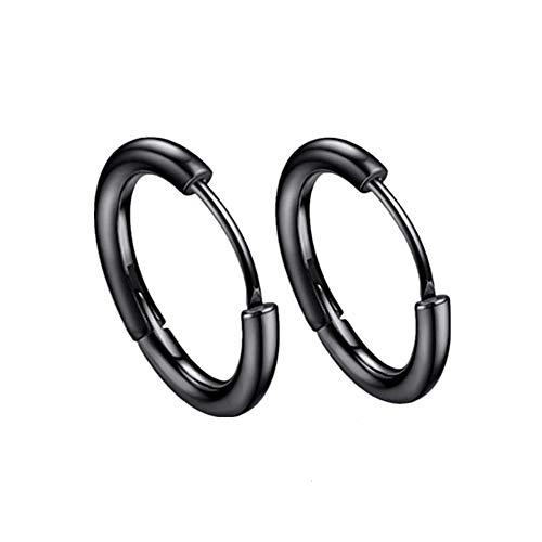 Rockyu フープピアス レディース メンズ ブラック 20mm シンプルデザイン 金属アレルギー...