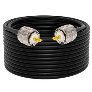 leeyovk RG58同軸ケーブル 15M【6cm熱収縮チューブ強化】PL-259（UHF）オス-オス 50Ω 低損失 高耐久 アンテナ／SW