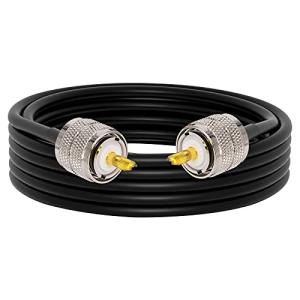 leeyovk RG58同軸ケーブル 5M【6cm熱収縮チューブ強化】PL-259（UHF）オス-オス 50Ω 低損失 高耐久 アンテナ／SWR