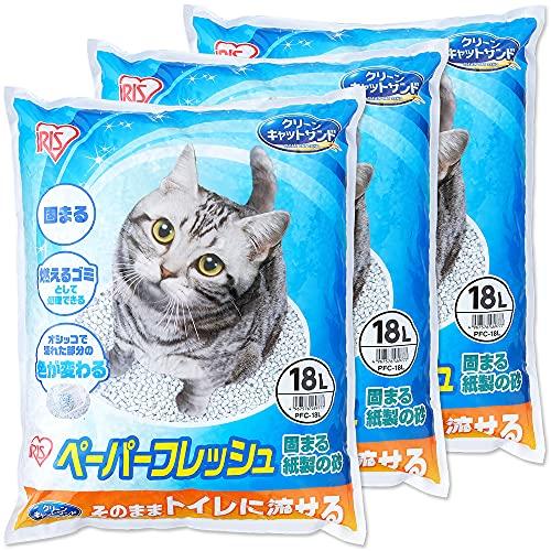 アイリスオーヤマ 猫砂 ペーパーフレッシュ トイレに流せる PFC-18L 18L×3袋 (ケース販...
