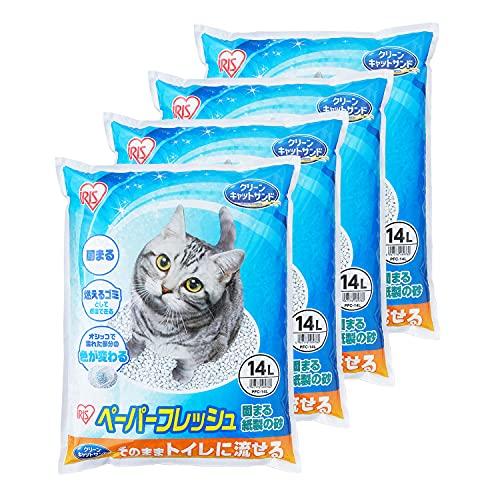 アイリスオーヤマ 猫砂 ペーパーフレッシュ トイレに流せる 固まる PFC-14L (紙製) 14L...