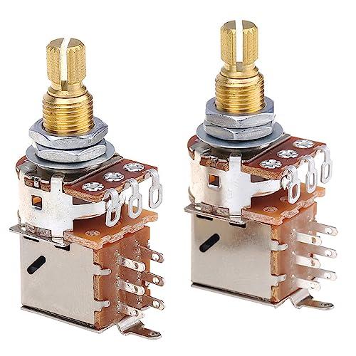 Musiclily Pro プッシュ-プルポットミリ規格 250KΩ Bカーブ 18mm ブラス製 ...