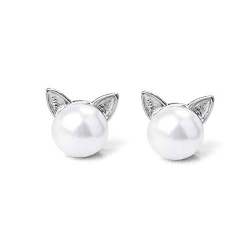 Rockyu ピアス レディース 人気 小さい かわいい猫 金属アレルギー対応 パール 真珠ピアス ...